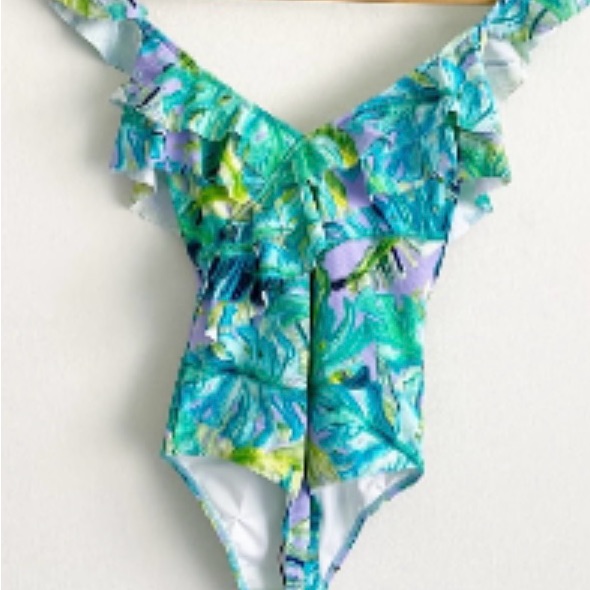 Tropical Ruffle One-Piece Swimsuit